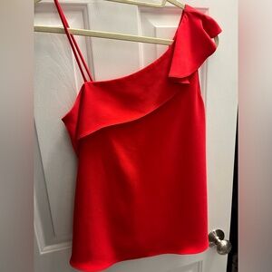 Amanda Uprichard red ruffle blouse